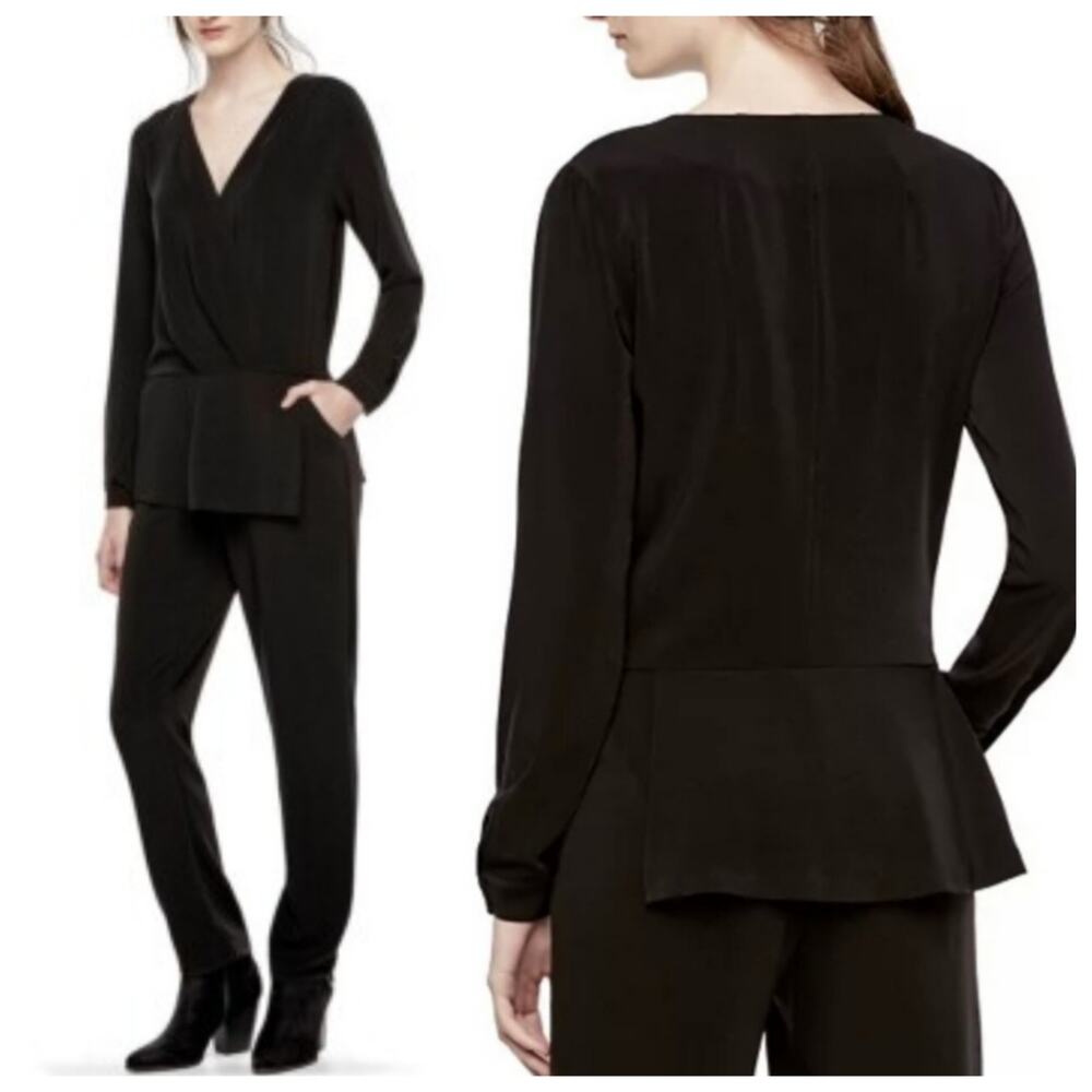 Thakoon for Design Nation Black Peplum Jumpsuit Long Sleeves V-Neckline